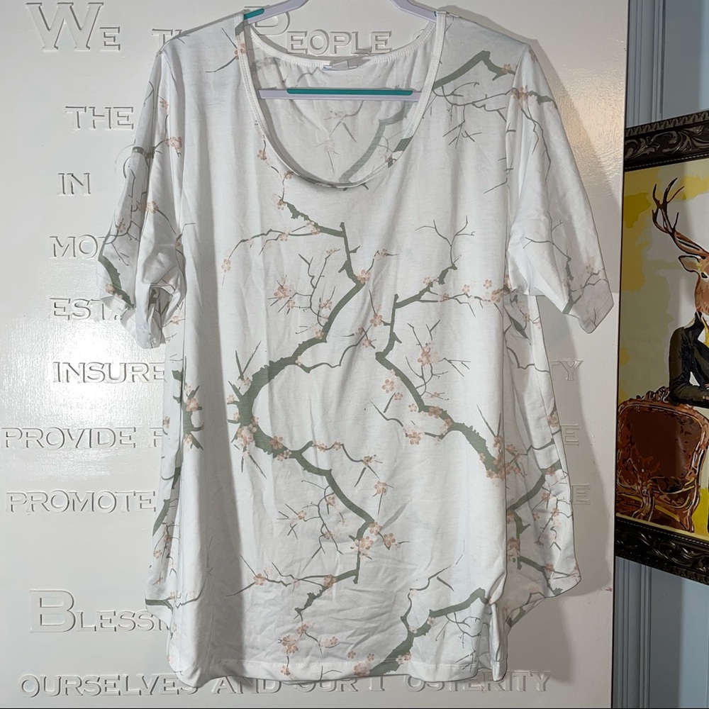 LLR Christi Tee - 3X - White w grey / pink